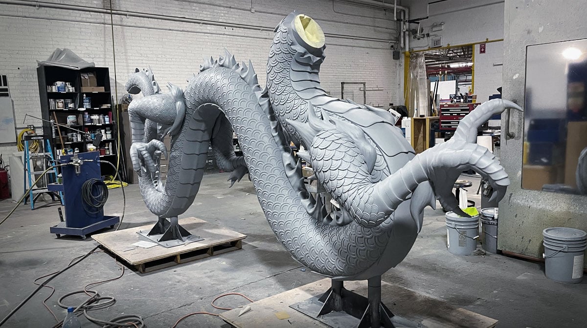 Bridgewater studio large scale 3d printing dragon sculptures